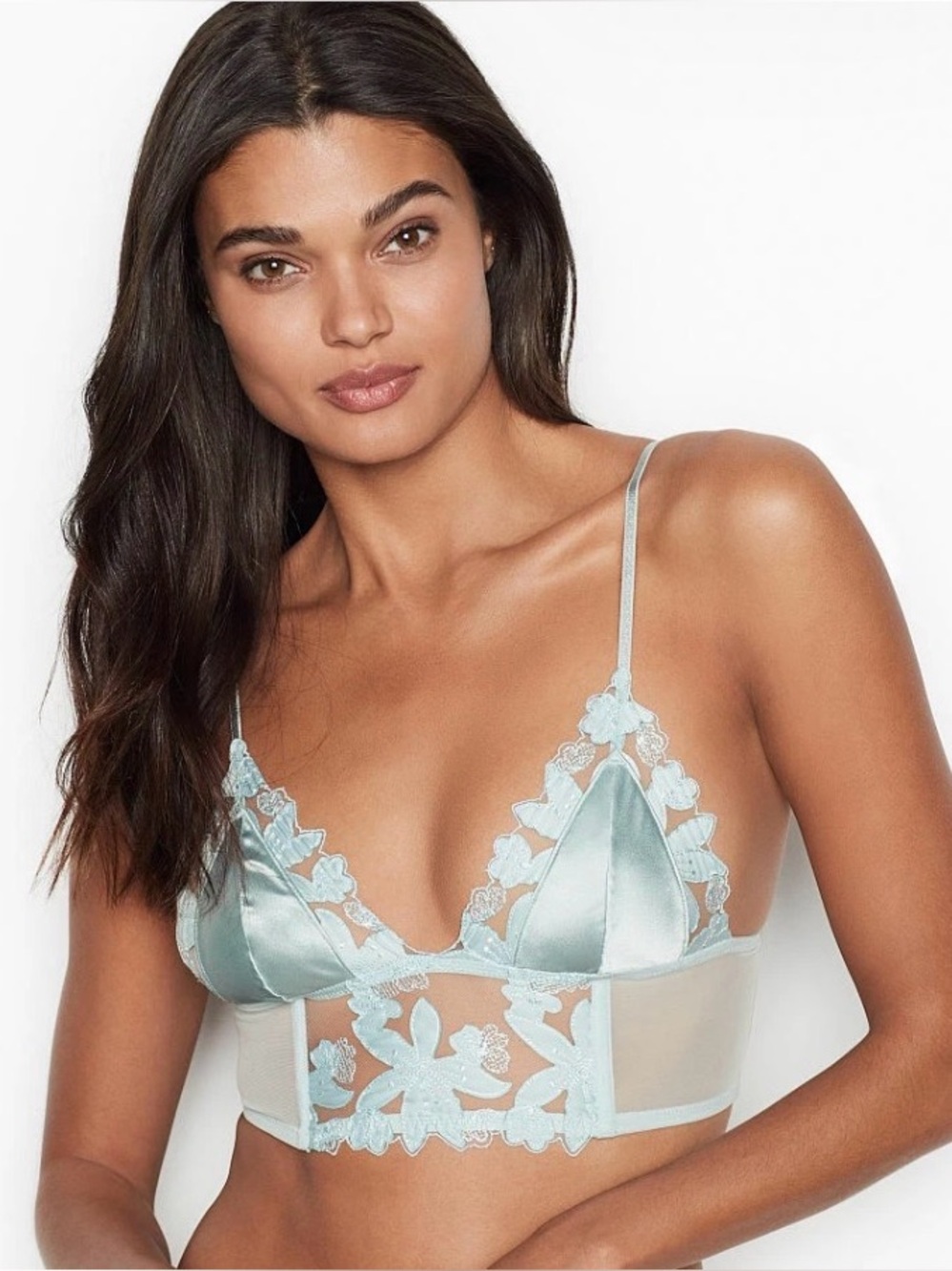 Victoria's Secret Light Blue Satin & Lace Bralette